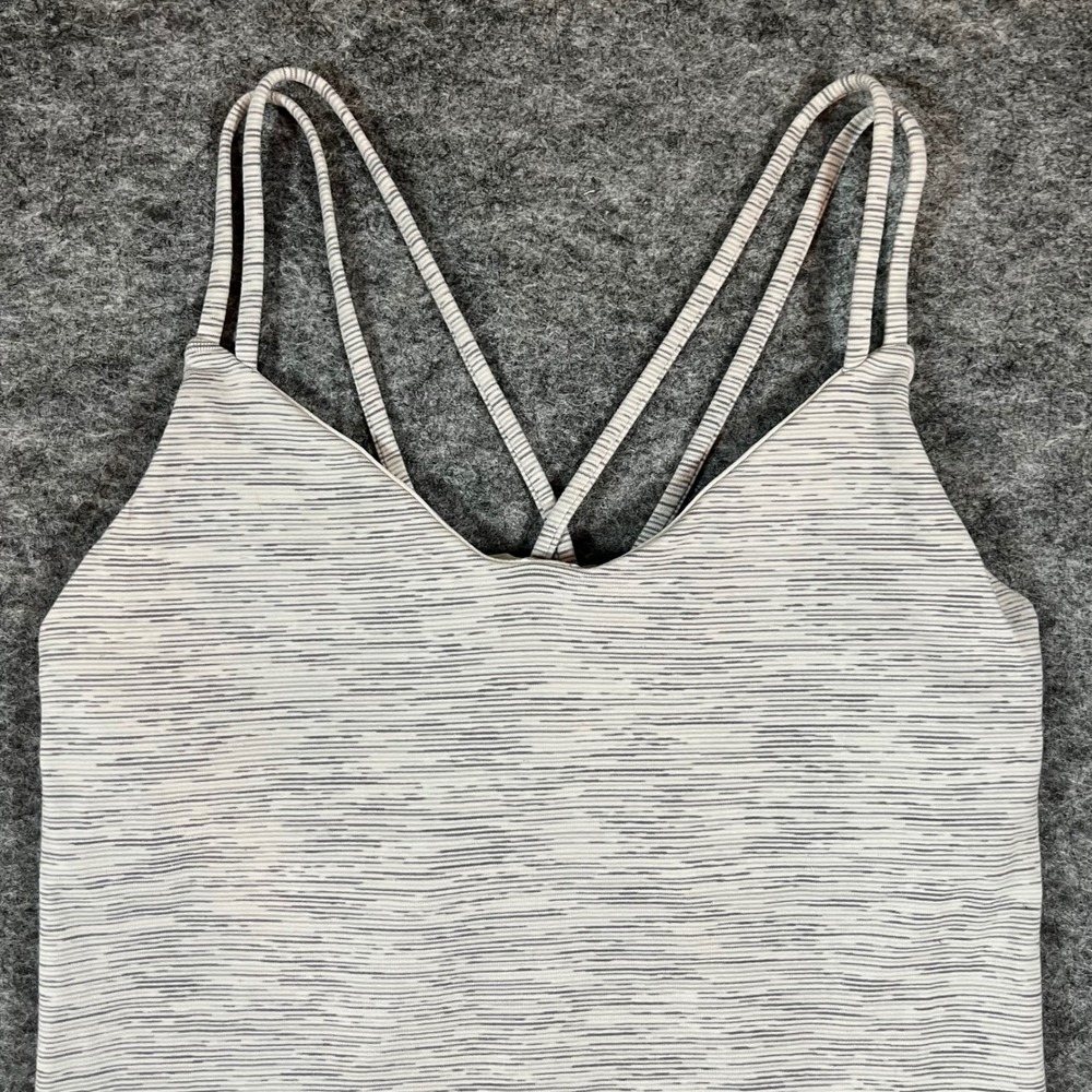 lululemon Create Your Calm Women Size 6 Grey White Space Dye Strappy Back Yoga - Picture 2 of 10